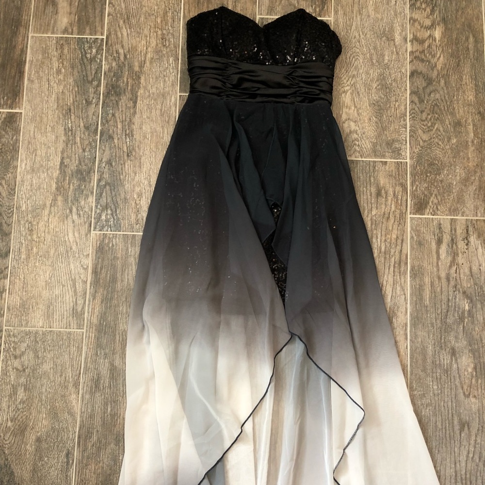 Black High-Low Ombré Dress